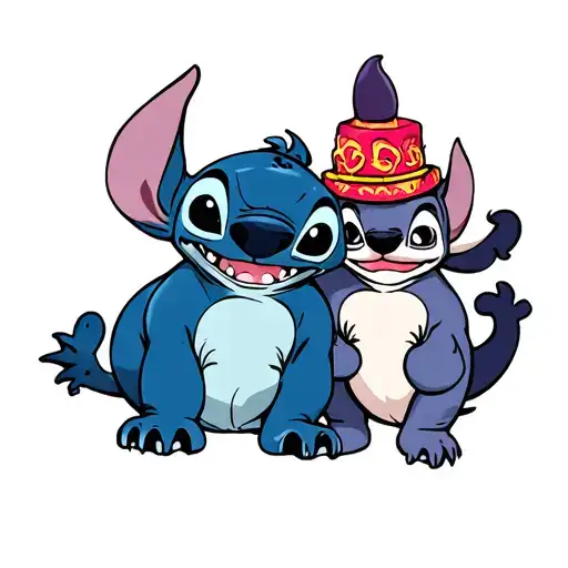 stitch with kevin, hai hai and cheshire tattoo design idea