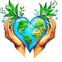 the world inside a heart with Jesus praying hands holding names written Izec , Javen, Jeremiah , Eli, Kalaya, Malik  tattoo design idea