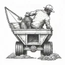A fisherman casting a line from the back of a dump truck tattoo design idea