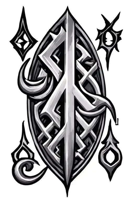 Tiwaz, Uruz and Nauthiz viking runes tattoo design idea
