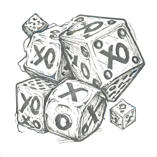 dice with "xo" inside  tattoo design idea