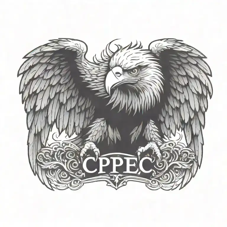 letters 'S C P E' eagle perched tattoo design idea