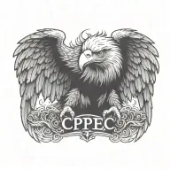 letters 'S C P E' eagle perched tattoo design idea