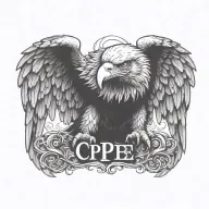 letters 'S C P E' eagle perched tattoo design idea