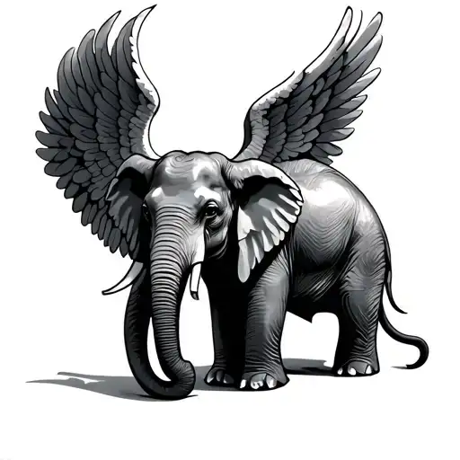 Elephant Angel tattoo design idea
