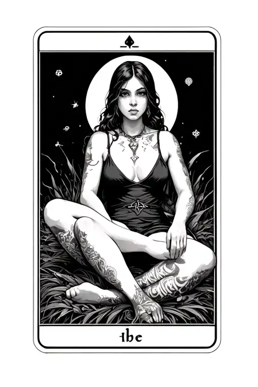 tarot card featuring girl sitting tattoo design idea
