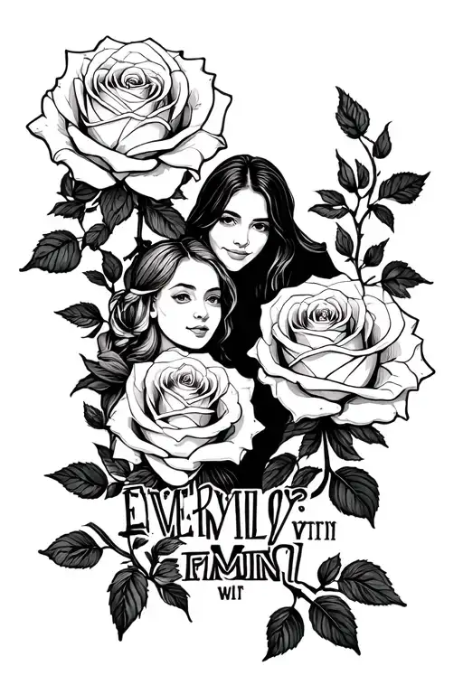 family over everything with roses growing tattoo design idea