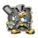 scrooge mcduck with money bag tattoo design idea