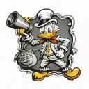 scrooge mcduck with money bag tattoo design idea