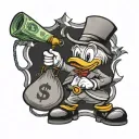 scrooge mcduck with money bag tattoo design idea