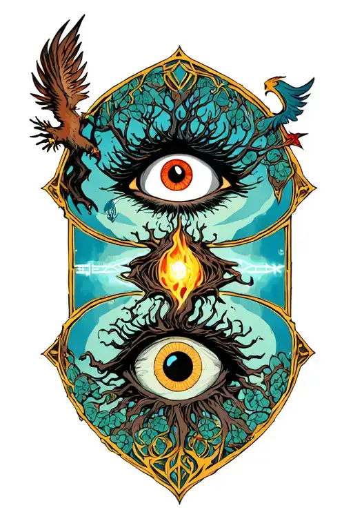Symbols I'm interested in:- Invictus Anima- The eye- Hugin and Munnin - The tree- Ansuz tattoo design idea