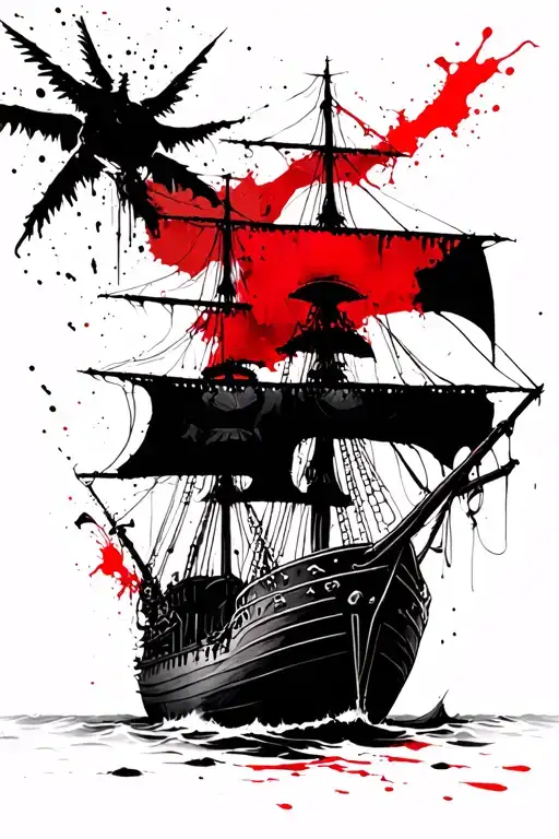 pirate ship with zombie crew tattoo design idea