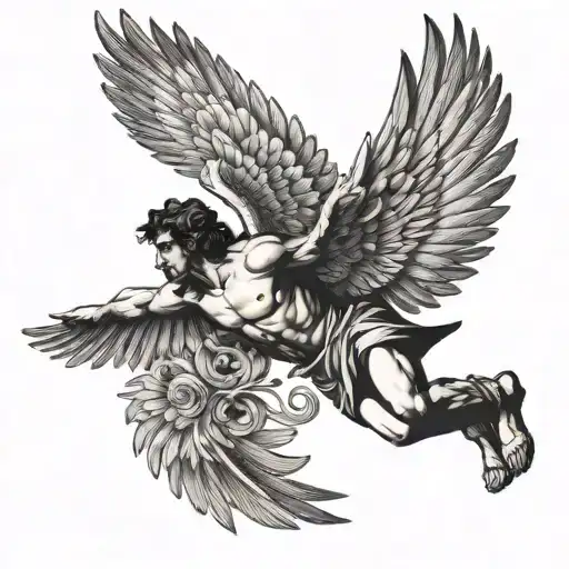 icarus flying tattoo design idea