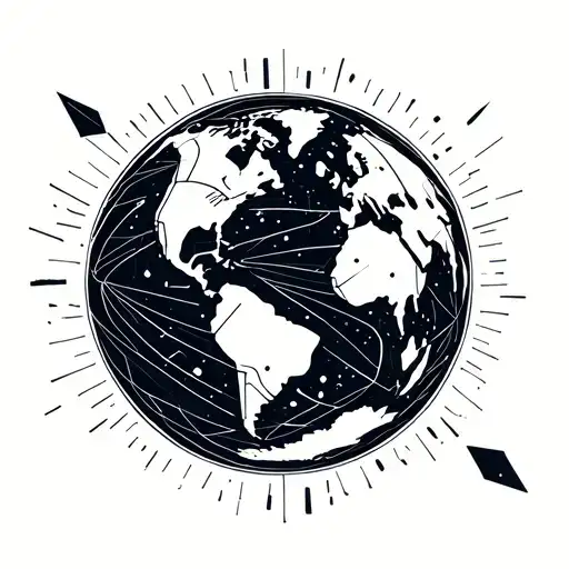 planet earth with tattoo design idea