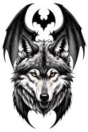 Wolf and Yong Wolf and bat wings tattoo design idea