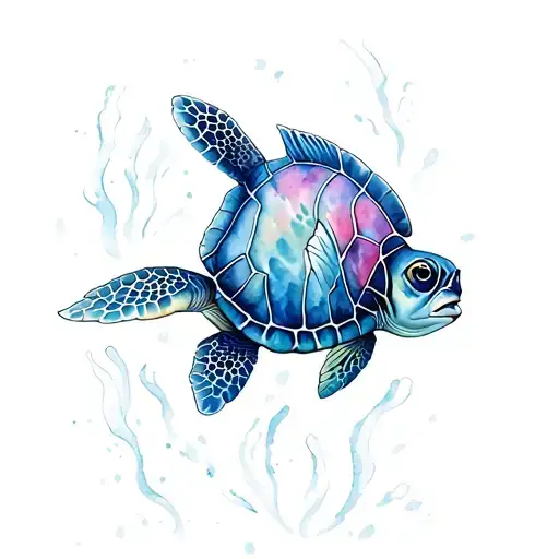 coral reef fish turtle eel tattoo design idea