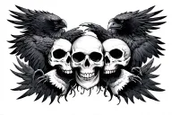 skulls fading out into ravens tattoo design idea