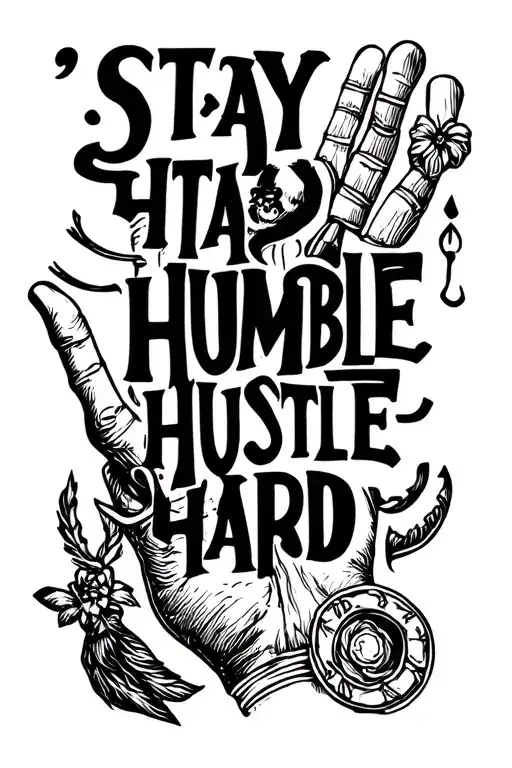 "Stay Humble, Hustle Hard" symbols that represent working hard tattoo design idea