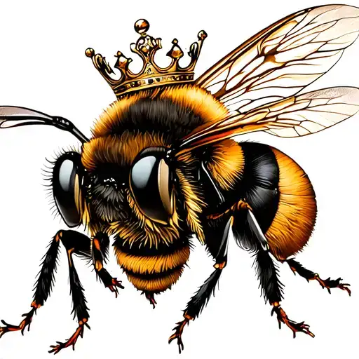 queen bee wearing crown tattoo design idea