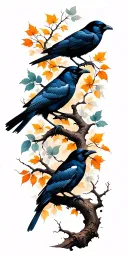 crows and tress  tattoo design idea
