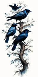 crows and tress  tattoo design idea