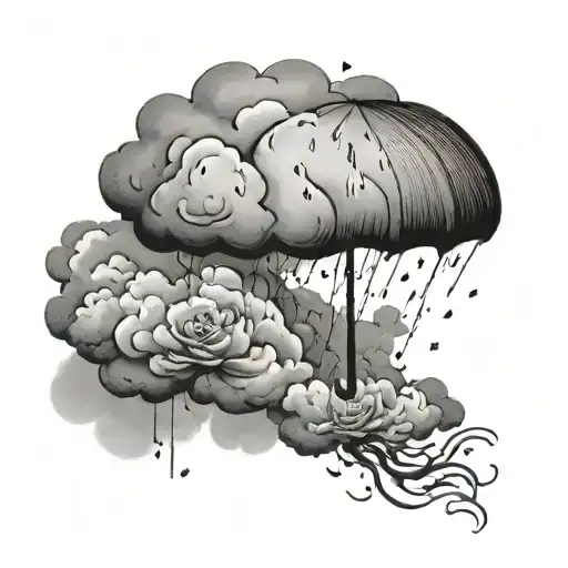 standing in the rain cloud tattoo design idea