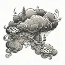 standing in the rain cloud tattoo design idea