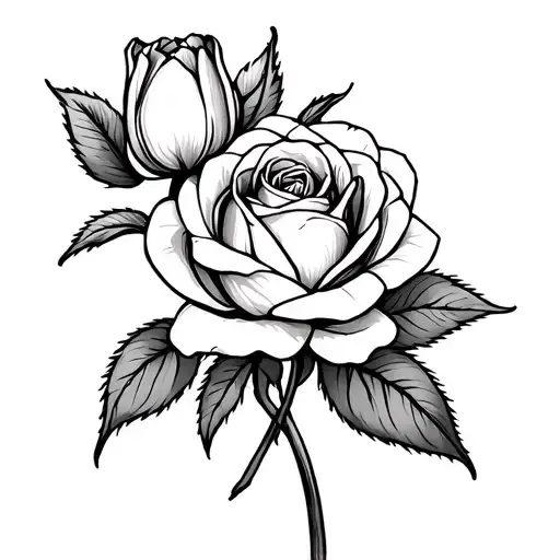 tulip and rose intertwined less detail single line tattoo design idea