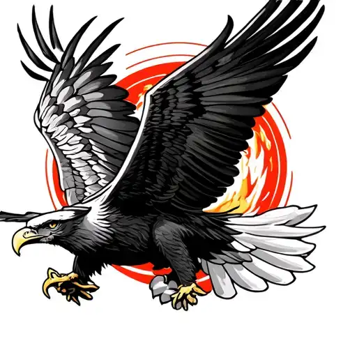fireman and Polish eagle soaring tattoo design idea