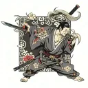 a man in a kimono holding a sword tattoo design idea