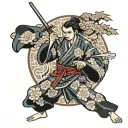 a man in a kimono holding a sword tattoo design idea
