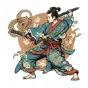 a man in a kimono holding a sword tattoo design idea