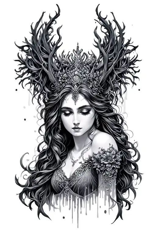 Virgo goddess gothic tattoo tattoo design idea