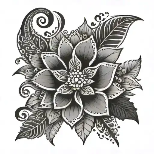 henna inspired, flowers tattoo design idea