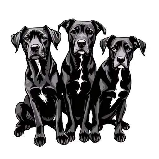 memorial outline of 4 dogs sitting together tattoo design idea