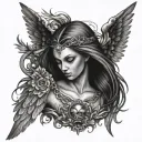 seraphim angel vertical eye tattoo design idea