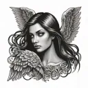 seraphim angel vertical eye tattoo design idea