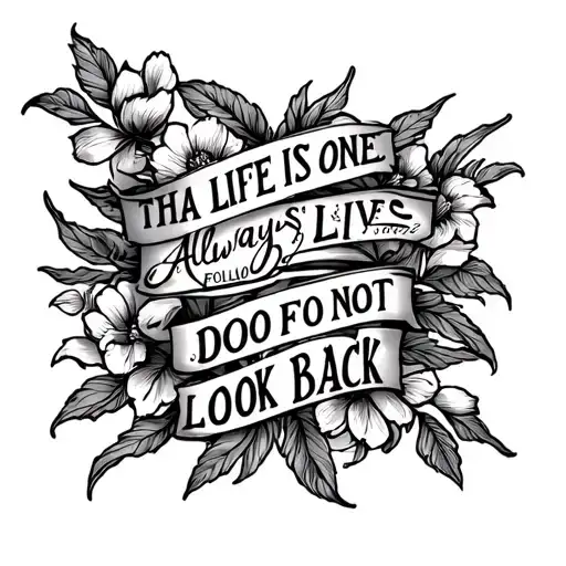 Tattoo with text that life is one lives, always follows for, do not look back tattoo design idea