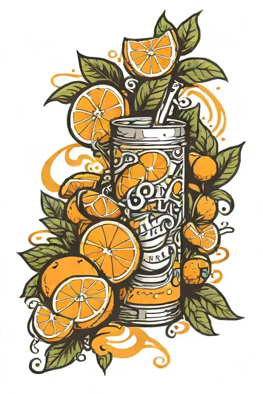 orange juice tattoo design idea