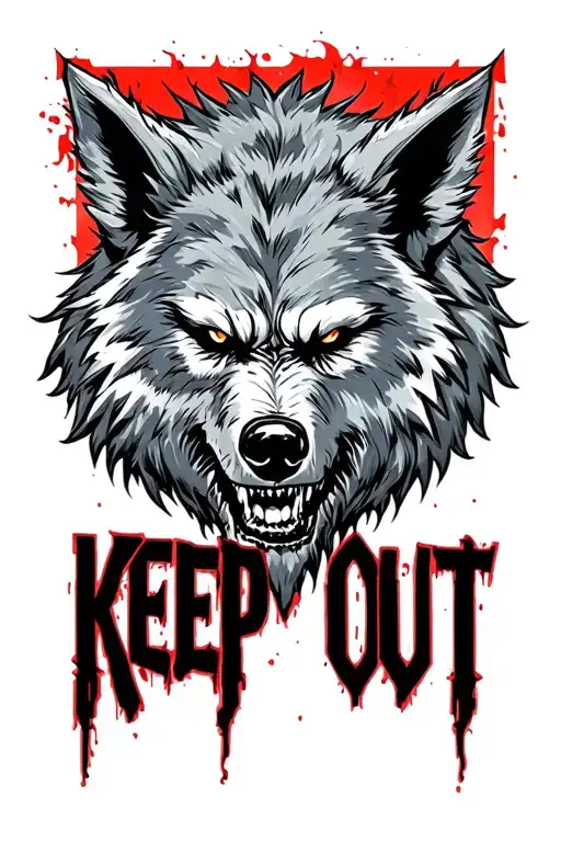 "KEEP OUT" werewolf tattoo design idea