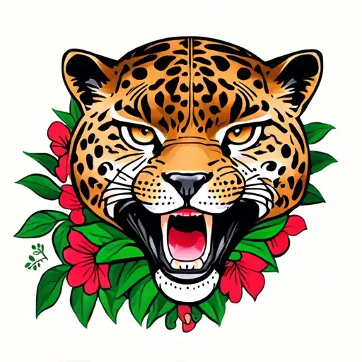 mexican jaguar face tattoo design idea
