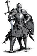 Scottish knight with claymore sword going tattoo design idea