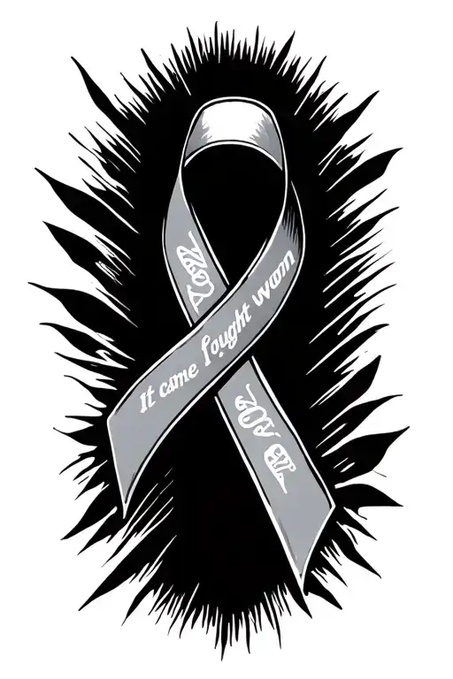 It came I fought i won cancer ribbon wrapped tattoo design idea