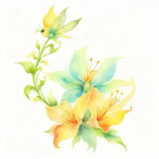fantasy themed with flowers and fairies   tattoo design idea