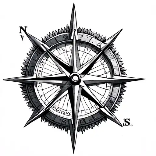 Nautical Compass Rose tattoo design idea