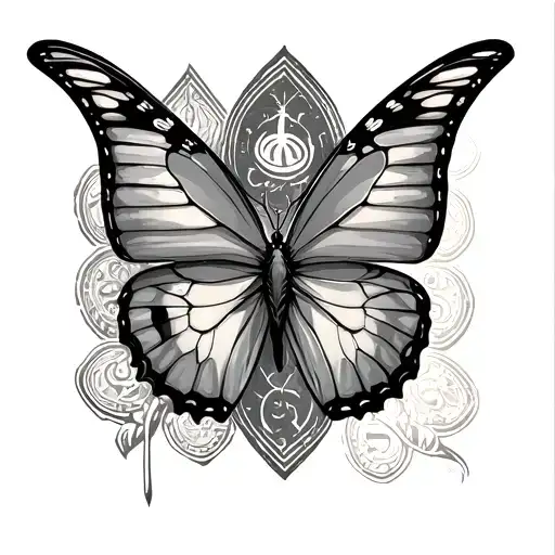 masculine money butterfly tattoo design idea