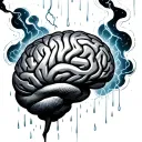 brain cloud rain lightning tattoo design idea