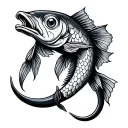 fish hook tattoo design idea