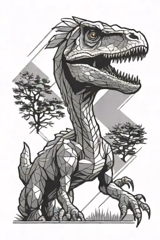geometric Jurassic Park's Velociraptor tattoo design idea