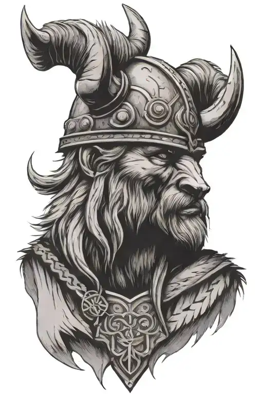 viking warrior bear head tattoo design idea